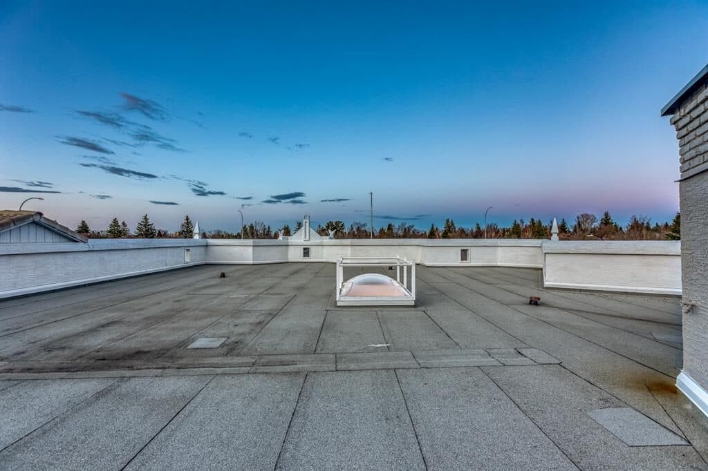 Gargoyle House rooftop in 2023 — bare flat roof before the build