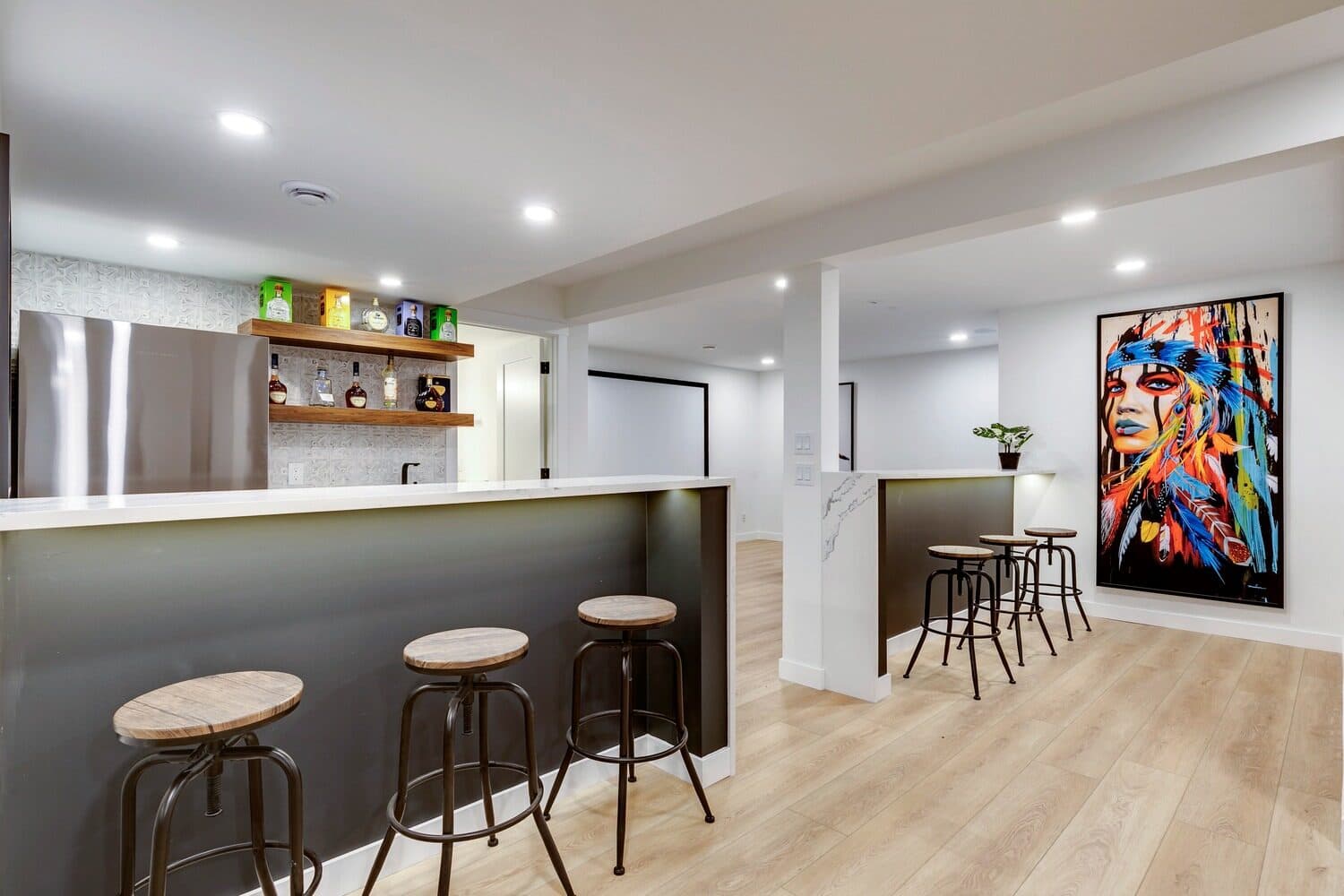 Lake Placid basement bar and entertaining space