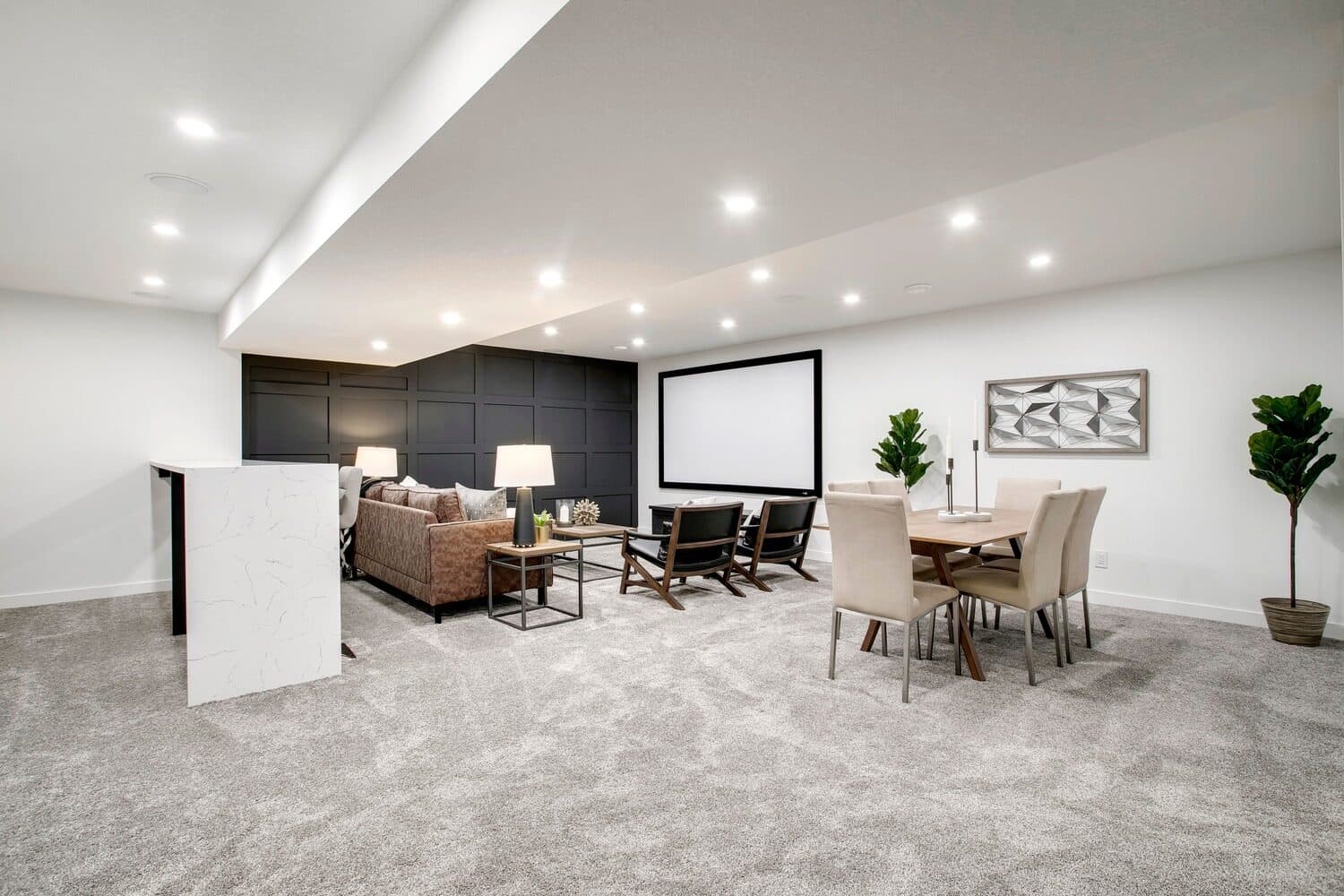 Lake Lucerne basement lounge and games area
