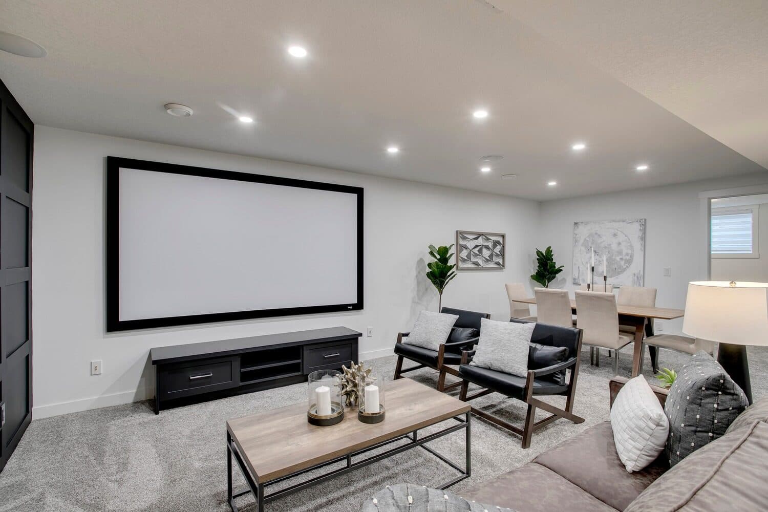 Lake Lucerne basement theatre with projection screen