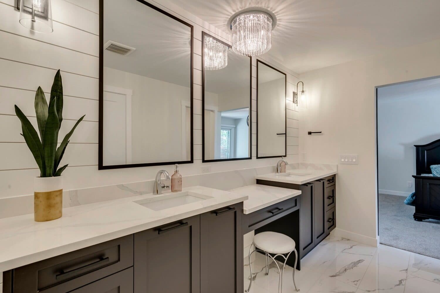 Parkridge ensuite double vanity with backlit mirrors