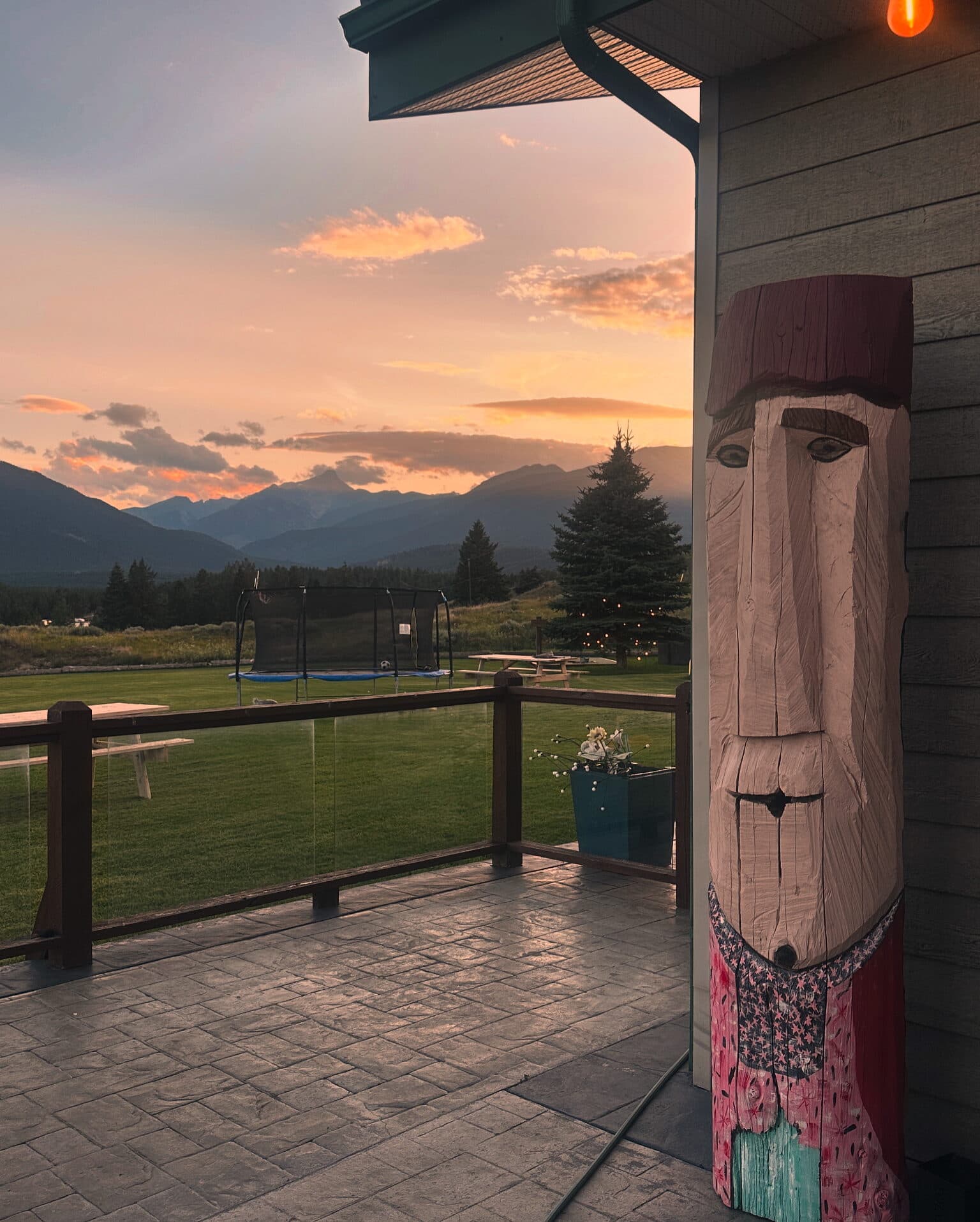 Reimagine Ranch outdoor golf green at sunset overlooking the valley