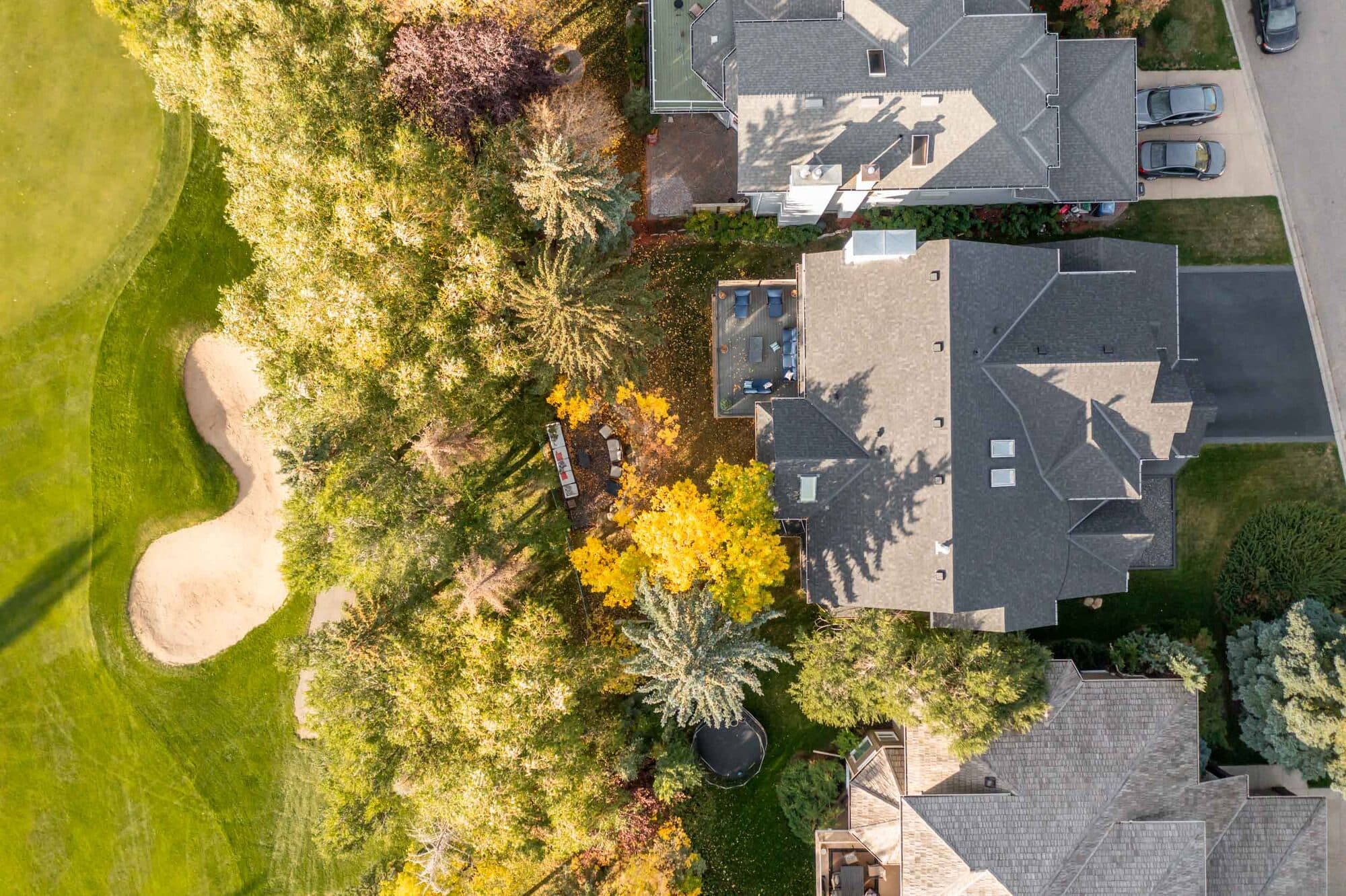 Aerial view of the Slide House backing onto the Douglas Woods golf course
