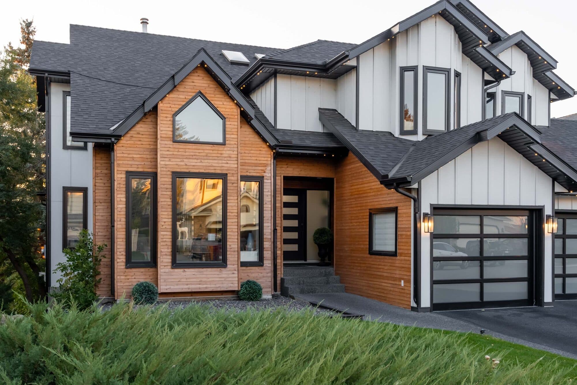 The Slide House — modern exterior in Douglas Woods, Calgary SE