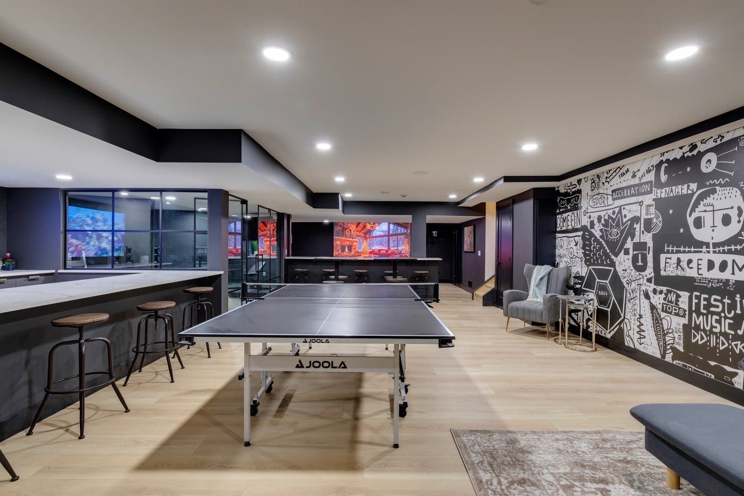 High-finish Calgary basement living space