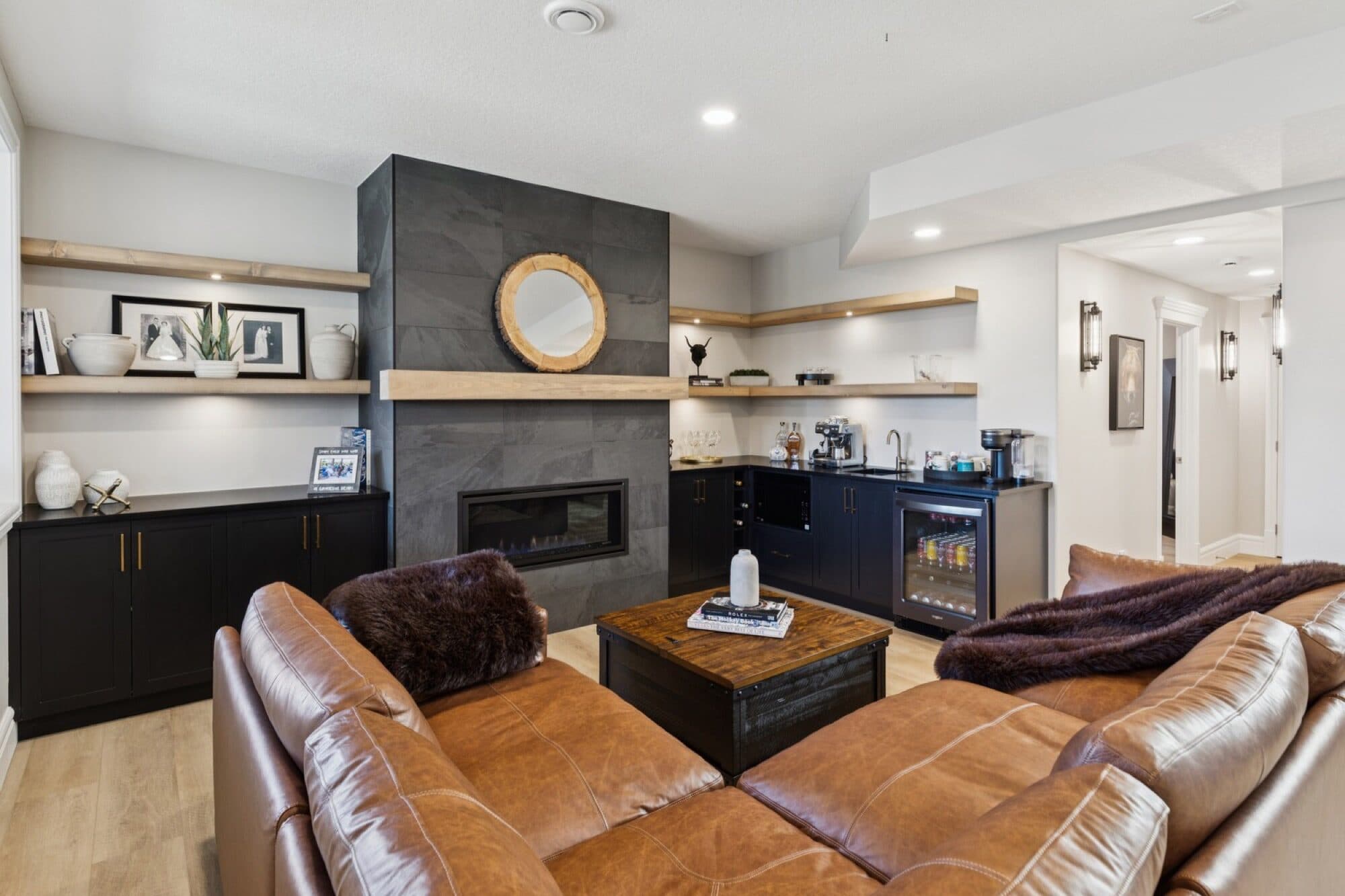 Hillside Basement — finished Calgary basement by ReImagine Builders