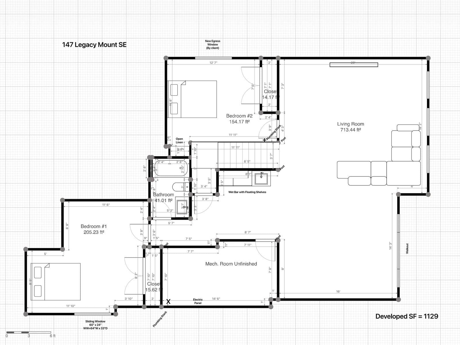 2D floor plan of a Calgary basement layout