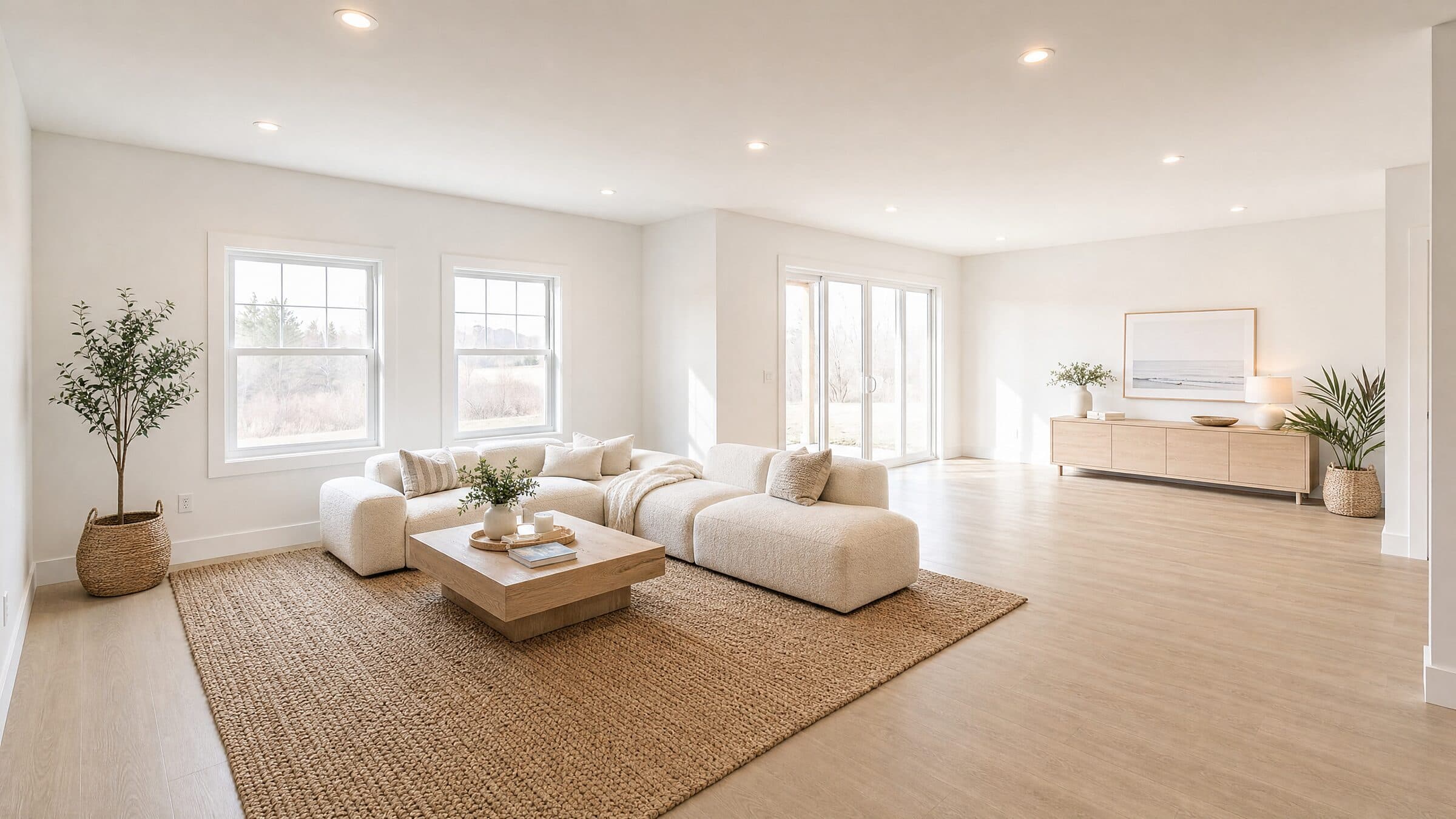 Finished Calgary basement living area by ReImagine