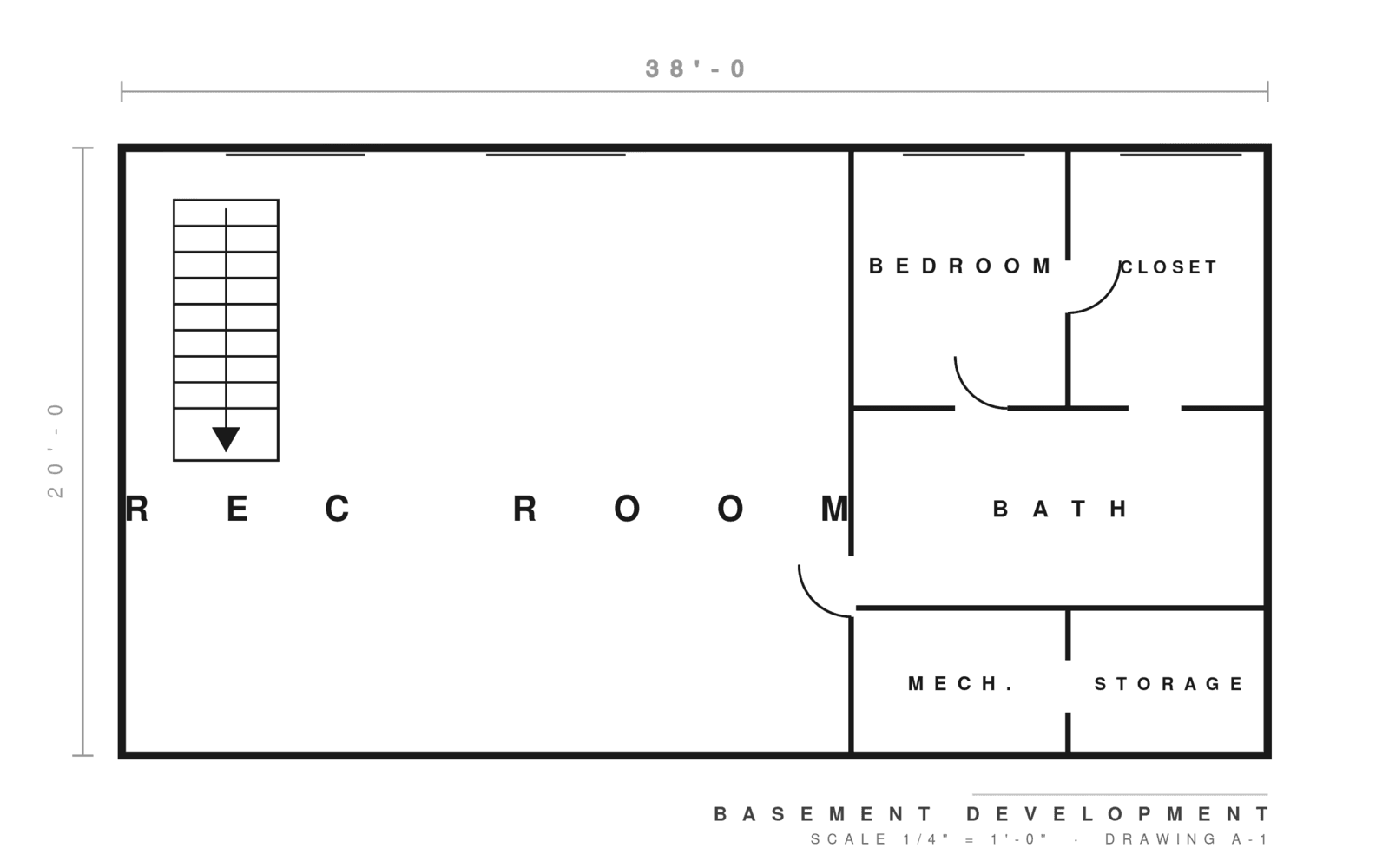 A plain 2D builder floor plan, the kind most contractors email