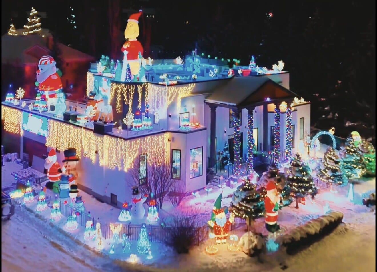 The Gargoyle House decorated for the holidays
