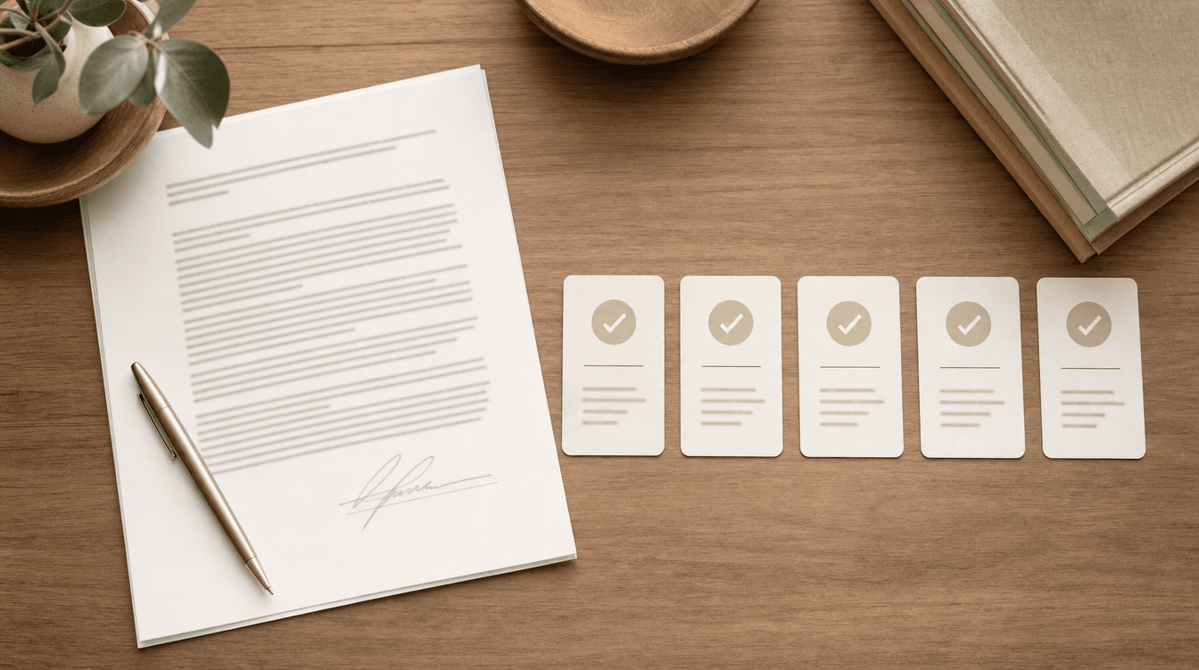 A tidy desk with a payment schedule document and pen, conveying how basement payments and deposits work