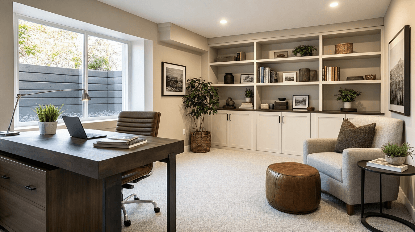 A homeowner reviewing the cost and value of finishing a basement in Calgary.