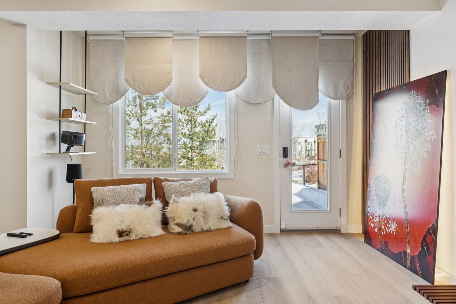 Finished basement family room in a Calgary basement development